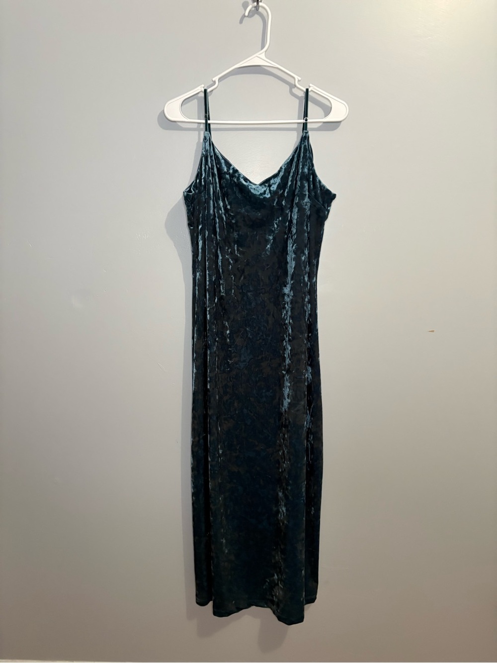 Z Supply New with Tags Selina Crushed Velvet Slip Maxi Dress Abyss Teal Gala